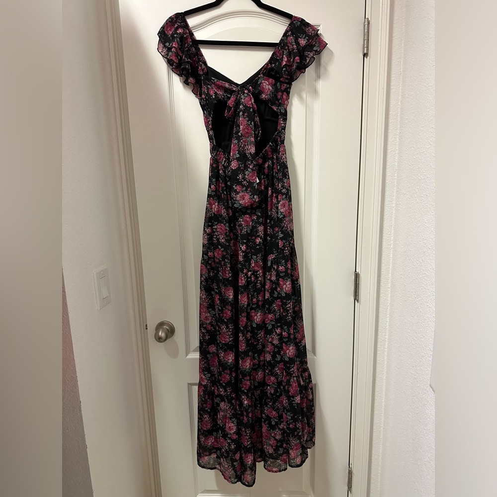 NWT Altar'd State Anthropology Maxi Dress Pink Black Floral Print women’s XXS - Picture 12 of 13